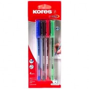Kores guľôčkové pero K1 trojhranné sada 4 farieb