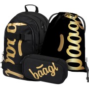 Školský set BAAGL Skate Gold batoh + peračník + vrecko a vrecko na chrbát zadarmo