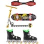 Sada skateboard, waveboard, korčule, kolobežka prstová