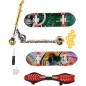 Sada skateboard skrutkovací, kolobežka prstová, waveboard
