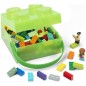 LEGO box s rukoväťou - priesvitná zelená