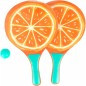 Súprava na plážový tenis ovocie drevené 38cm 2 pálky + 1 loptička