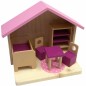Drevený domček a nábytok pre malé bábiky