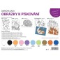 Maľovanie pieskom sada SLON, DELFÍN, JEŽKO, JEDNOROŽEC, MAČKY