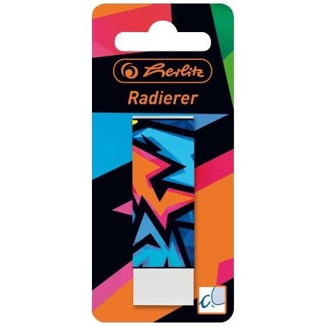 Herlitz Neon Art Gomma Per Cancellare In Plastica Con Astuccio Scorrevole, Per Grafite, Design Colorato
