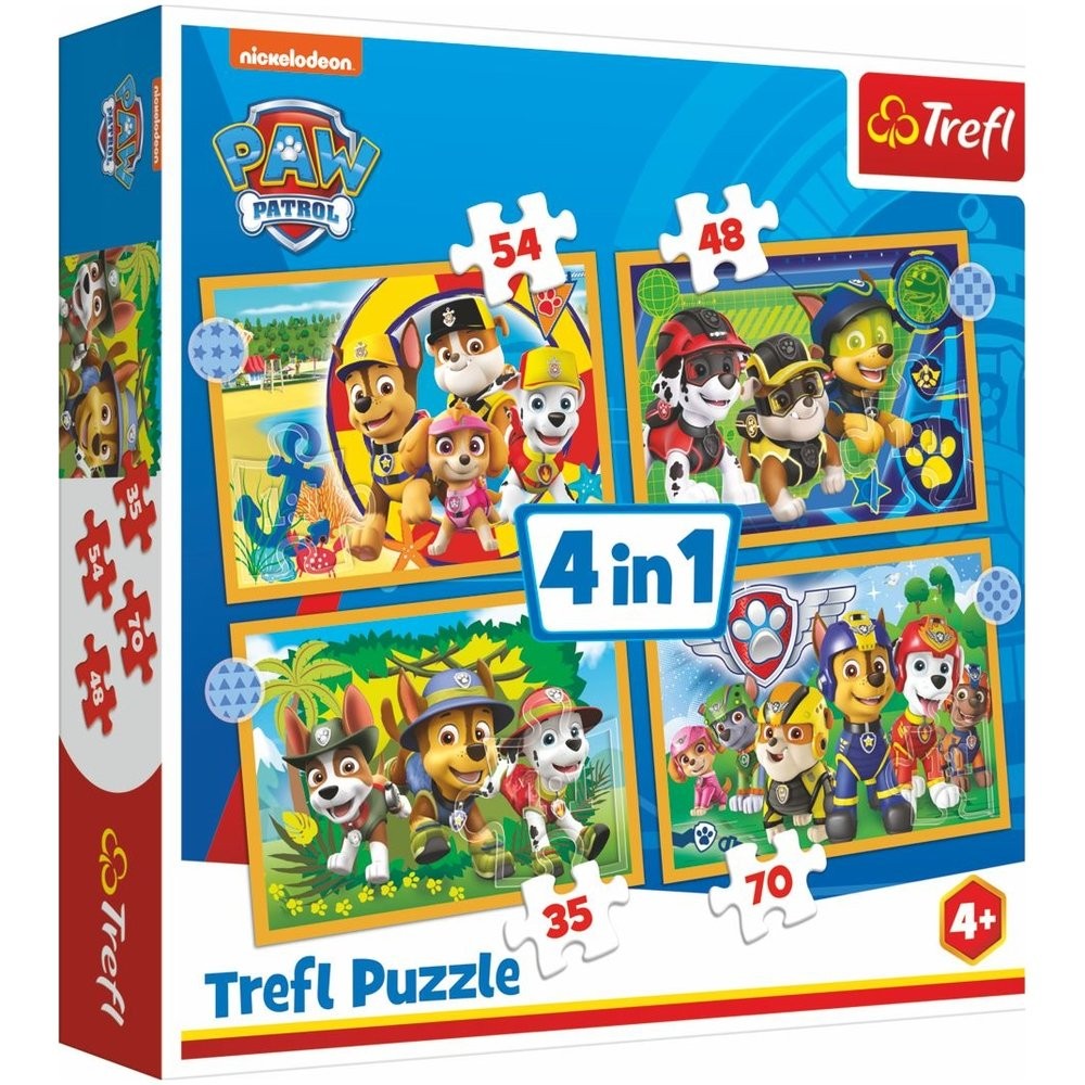Trefl Puzzle 4v1 Prázdniny Paw Patrol | Skolske–tasky.sk