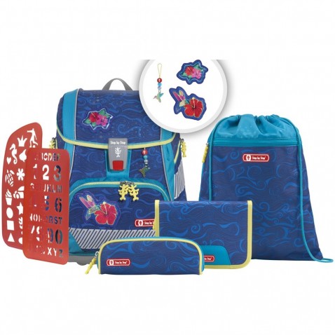 Školská aktovka / batoh 2V1 pre prváčikov - 6-dielny set, Step by Step Kolibrík, certifikát AGR