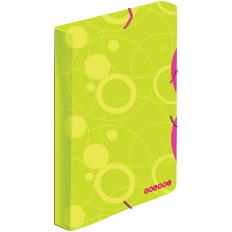 Krabica PP s gumou A4 Duo Colori zelená-ružová