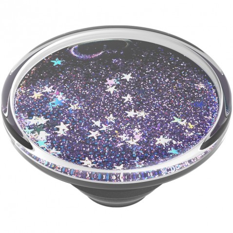 PopSockets PopTop Gen.2, tidepool Galaxy Purple, fialové trblietky v tekutine, výmenný vršok