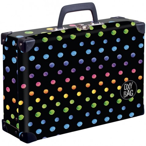 Kufrík lamino hranatý okovaný Dots colors