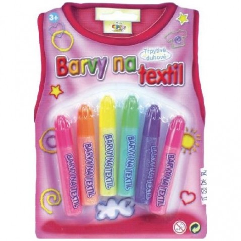 Farby na textil trblietavé dúhové 6ks