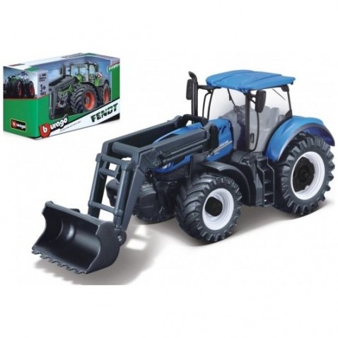 Traktor Bburago s nakladače Fendt 1050 Vario / New Holland kov / plast 16cm 2 druhy