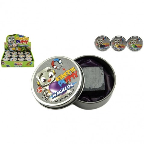 Hmota / plastelína 40g inteligentný magnetická 6cm mix farieb v plechovej krabičke