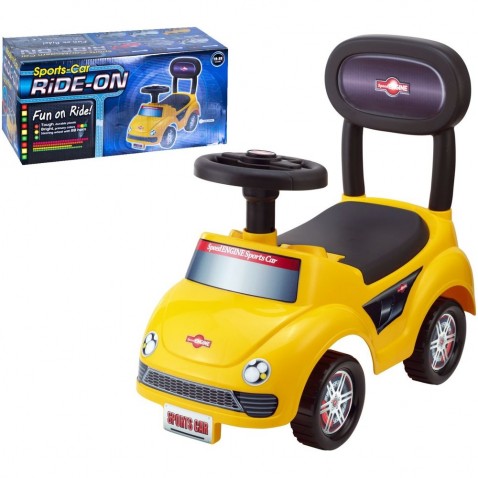 Teddies odrážadlo auto žlté, výška sedadla 20 cm