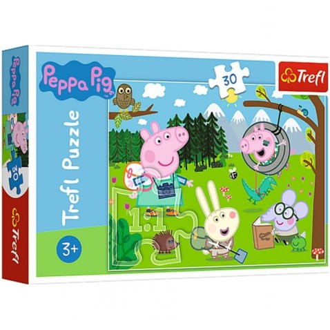 Puzzle Prasiatko Peppa / modré plavky Výlet do lesa 30 dielikov