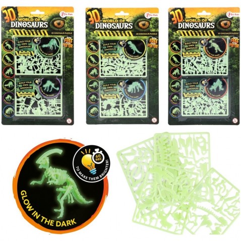 Hlavolam 3D puzzle Svet dinosaurov svietiace v tme 3 druhy