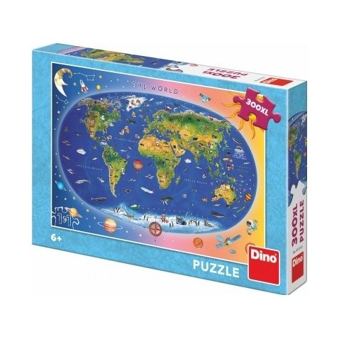 Puzzle Detská mapa sveta ilustrovaná 300XL dielikov