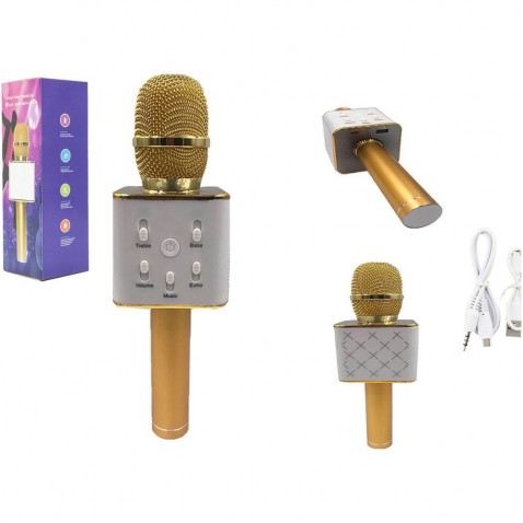 Teddies Mikrofón zlatý kovový karaoke