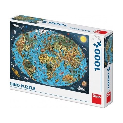 Puzzle Kreslená mapa sveta 1000dílků