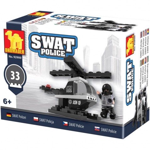 Kocky stavebnice Dromader Swat polícia vrtuľník 32 dielikov