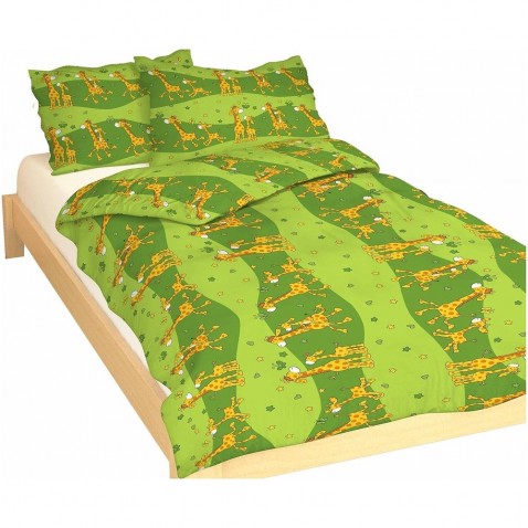 Dadka bavlnené obliečky Žirafa zelené 90x130, 45x60