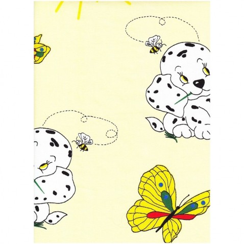 Dadka krepové obliečky Psík s motýľom žlté 90x130, 45x60