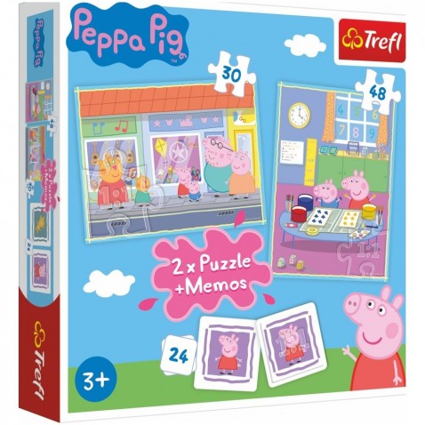 Puzzle 2v1 + pexeso Prasiatko Peppa / Peppa Pig