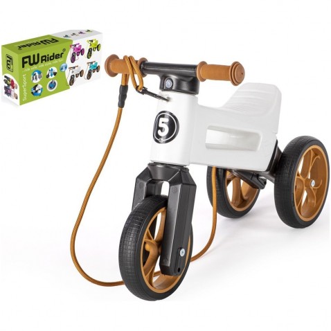 Odrážadlo FUNNY WHEELS Rider SuperSport biele 2v1 + popruh,