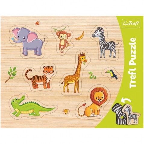 Vkladačka/Puzzle dosková obrysové zvieratka ZOO vo fólii