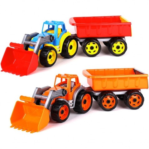 Traktor s lyžicou a vlekom 2 farby