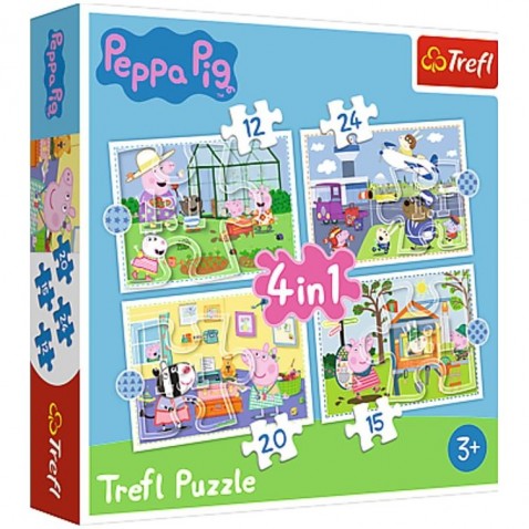 Puzzle 4v1 Peppa Pig / Prasiatko Pepa Spomienka na prázdniny