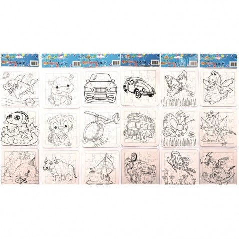 Puzzle k vyfarbeniu 13,5x13,5cm sada 3 kusy mix