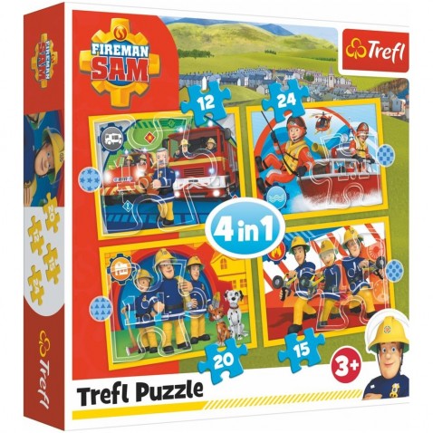 Puzzle 4v1 Ochotný Požiarnik Sam