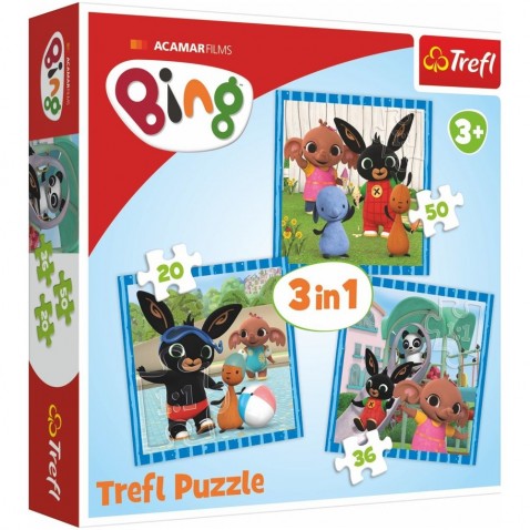 Puzzle 3v1 Bing Bunny Zábava s priateľmi
