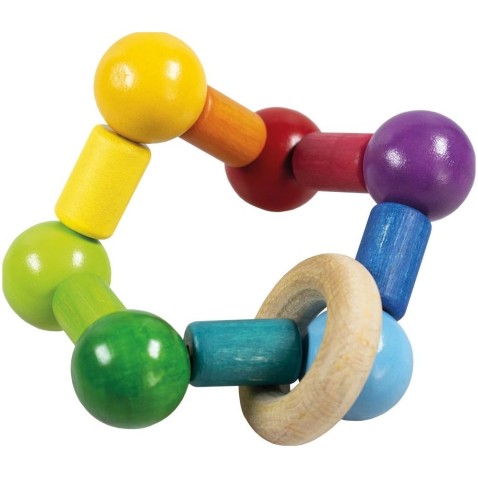 Hrkálka/Hrkadlo guličky s krúžkom drevo 6m+