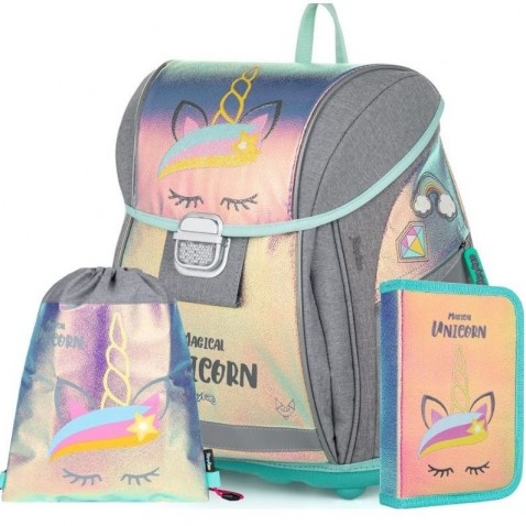 Školská taška Oxybag PREMIUM Light Unicorn iconic 3dielny set