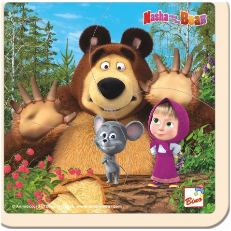 Skladačka Puzzle drevo Máša a Medveď s myškou 4ks 12m +