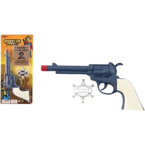 Pištoľový revolver klapací 23cm + odznak