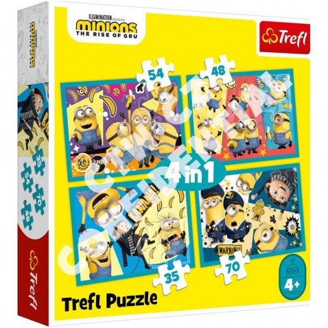 Trefl puzzle 4v1 Mimoni / Padúch prichádza
