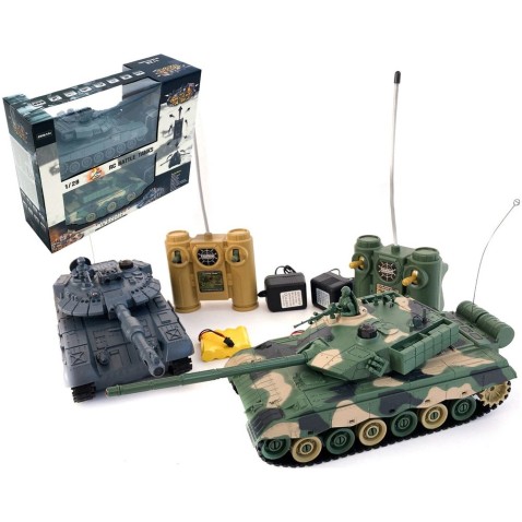 Tank RC 2ks 33cm+dobíjací pack tanková bitka