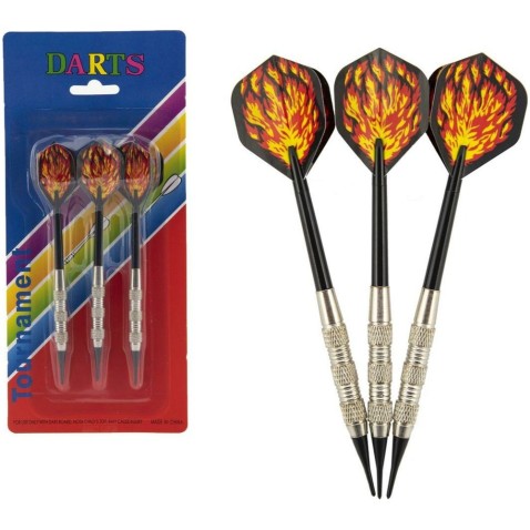 Hádzací šípky 3ks kov / plast 15cm s plamenem