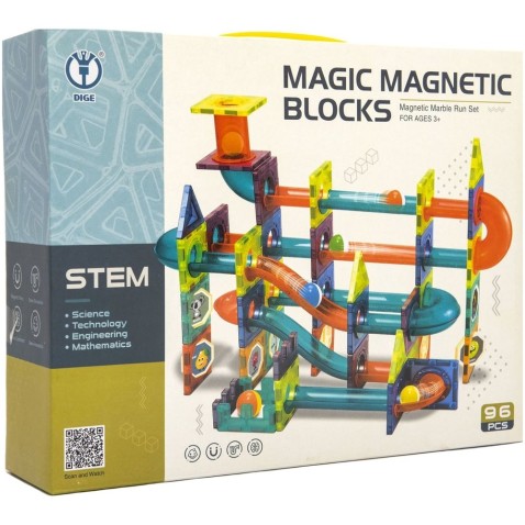Magnetická stavebnica guľôčková dráha 96ks
