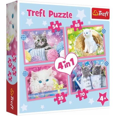Trefl Puzzle 4v1 Zábavné mačky
