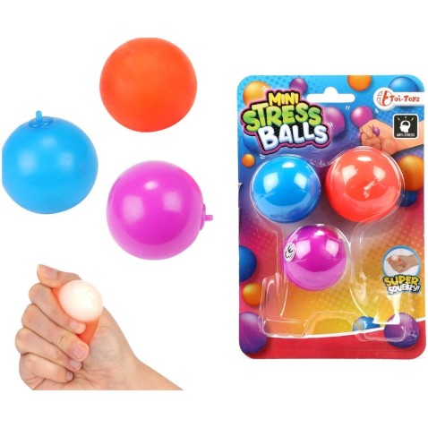 Loptička mini antistresový sliz 3ks mačkací silikón 4cm