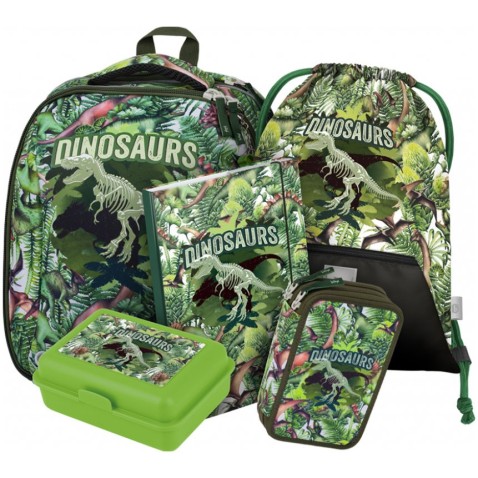 Školská taška BAAGL Shelly Dinosaurus 5dielny set