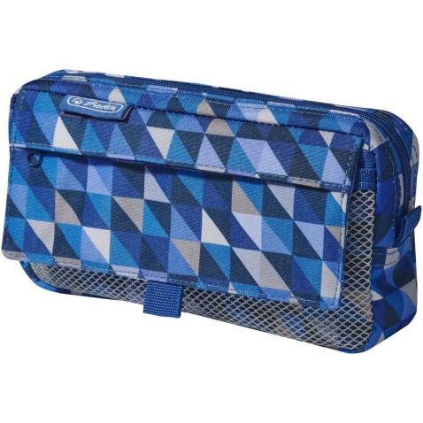 Študentský peračník Herlitz 2 vrecká Geometrické tvary modré
