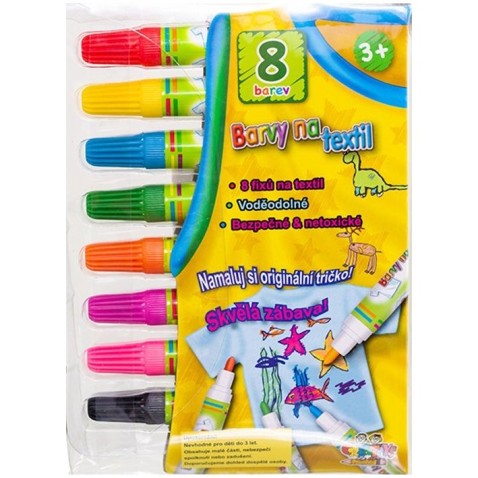 Fixy na textil 8ks farebné nevyprateľné