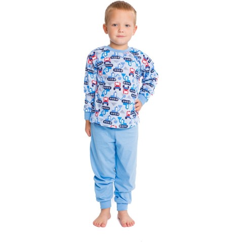 Detské pyžamo Bettymode FAREBNÉ STROJE dlhý rukáv