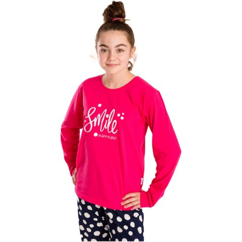Dievčenské pyžamo Bettymode SMILE PINK dlhý rukáv