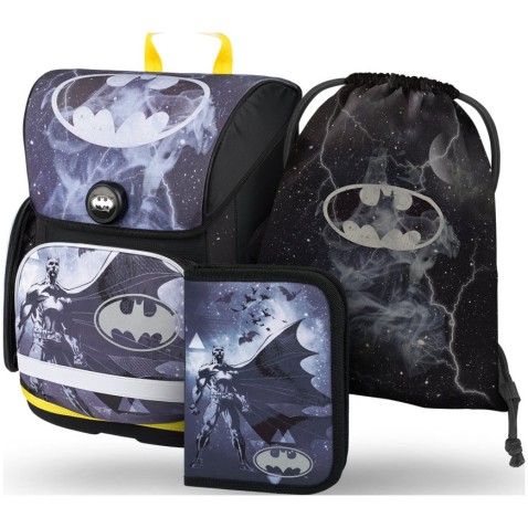 Školský set BAAGL Ergo Batman Storm taška + peračník + vrecko